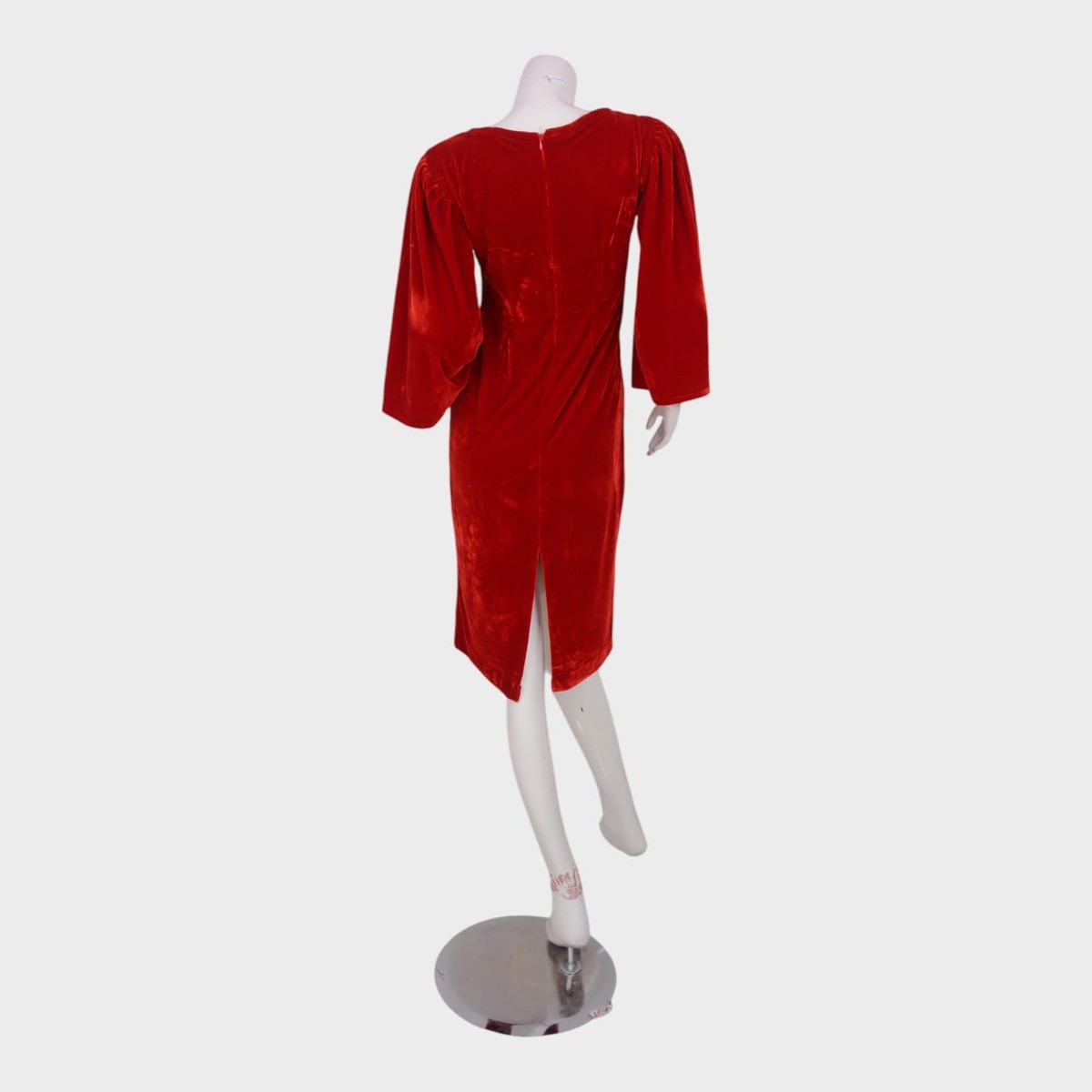 Afghani Red Velvet Dress with Gold Floral Embroidery 3