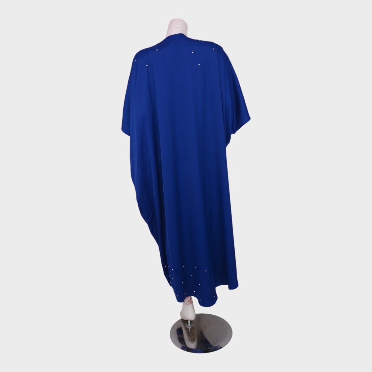 Royal Blue Kaftan-Style Afghani Dress with Silver Embroidery 3