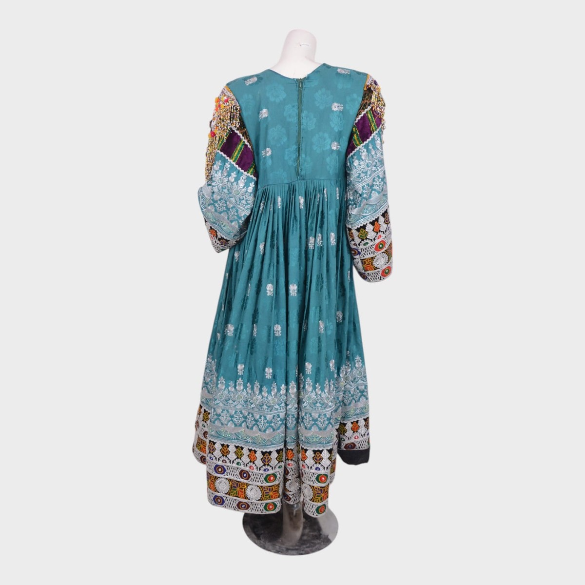 Turquoise Tribal Mirror Work Dress 4