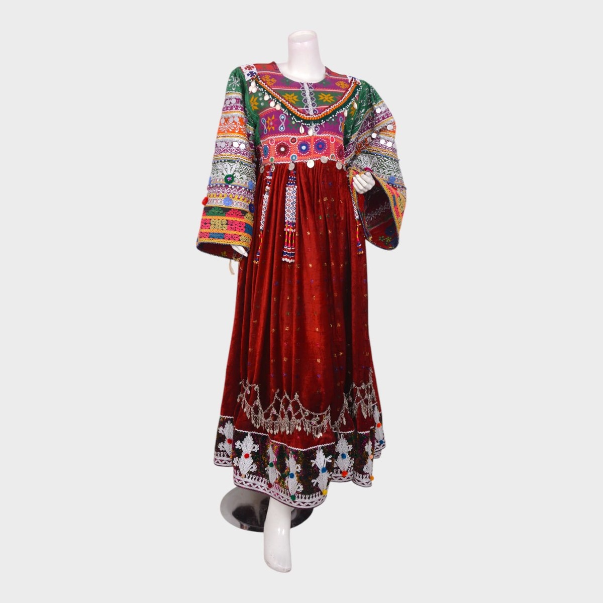 Multicolor Tribal Embroidered Velvet Dress 3