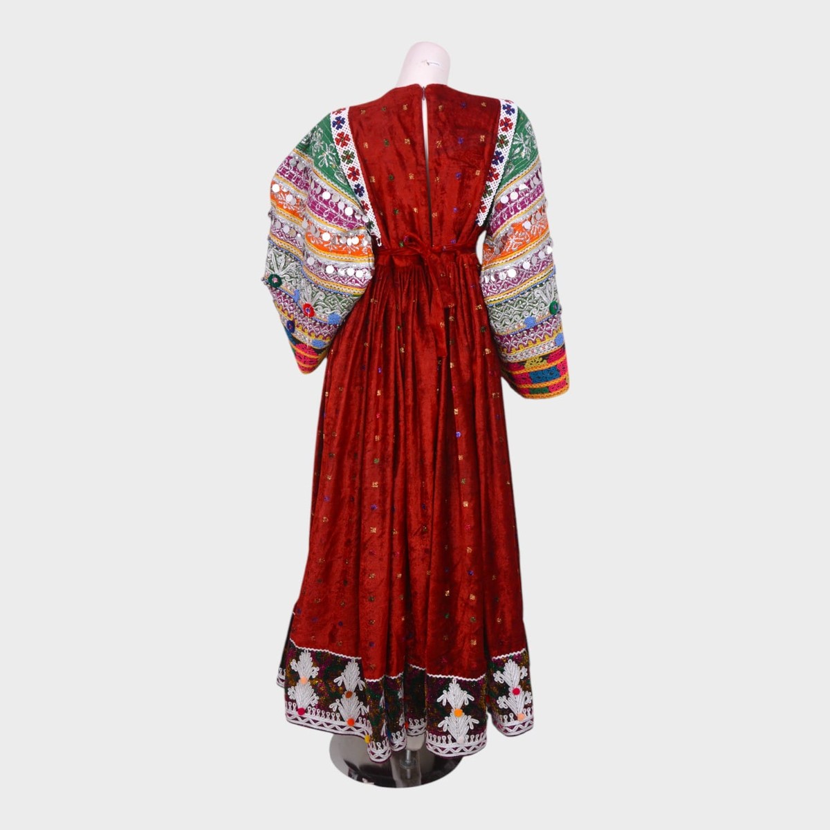 Multicolor Tribal Embroidered Velvet Dress 4