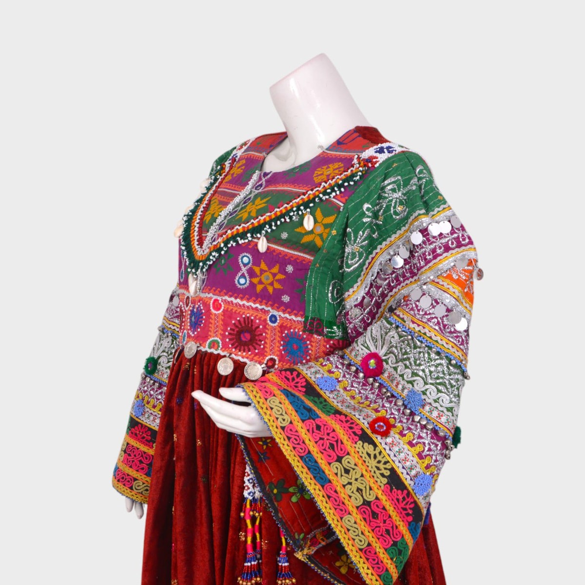 Multicolor Tribal Embroidered Velvet Dress 2