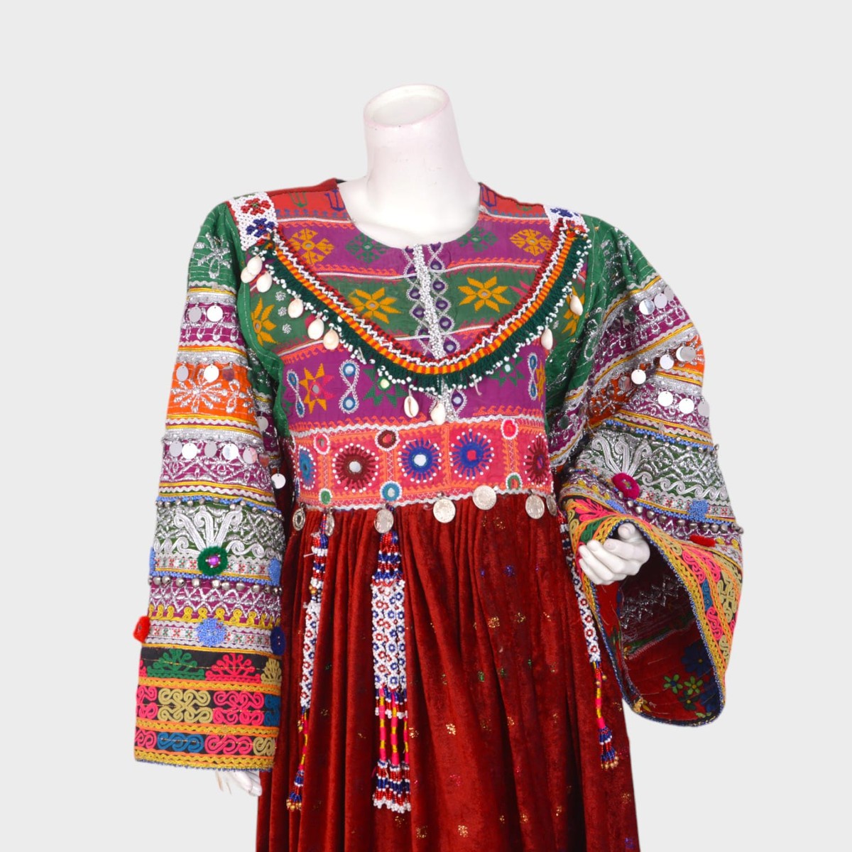 Multicolor Tribal Embroidered Velvet Dress 1