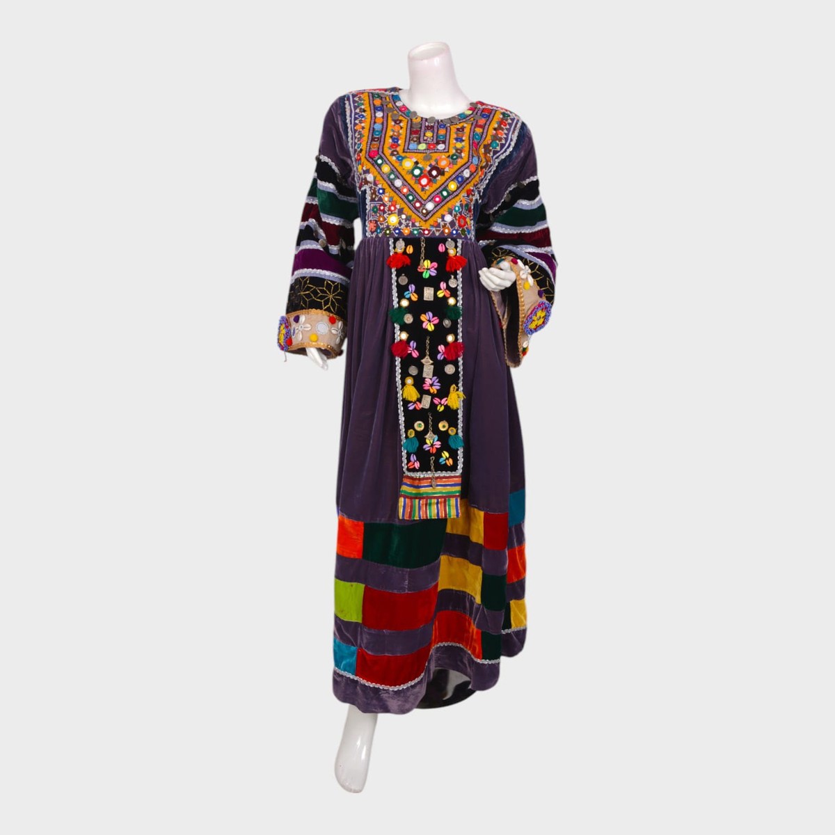 Modern Patchwork Afghan Maxi Dress in Velvet 5