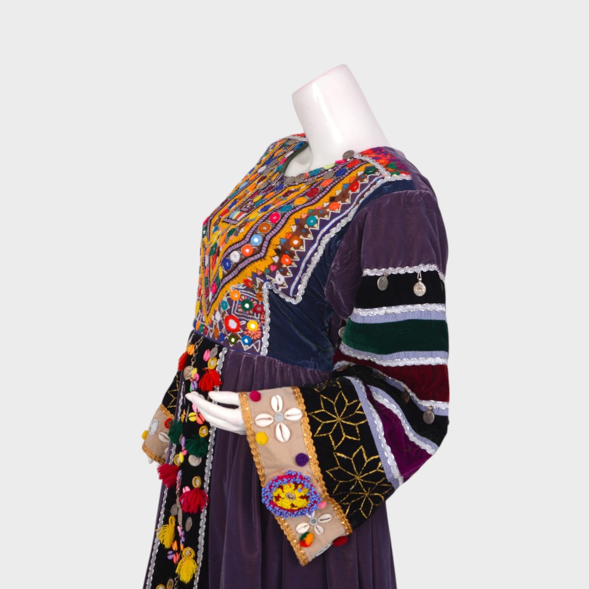 Modern Patchwork Afghan Maxi Dress in Velvet 2
