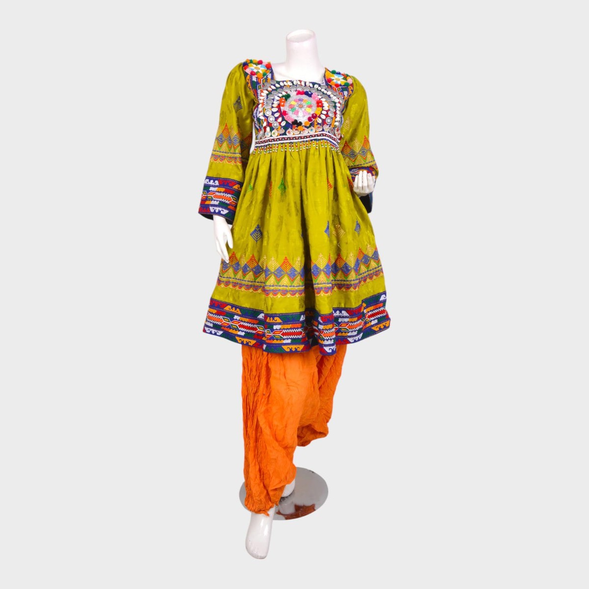 Zarina Bloom – Lime Green Afghani Dress Set 1