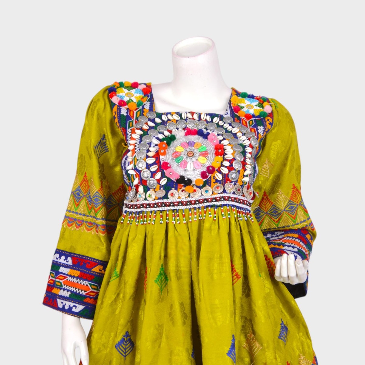 Zarina Bloom – Lime Green Afghani Dress Set 4