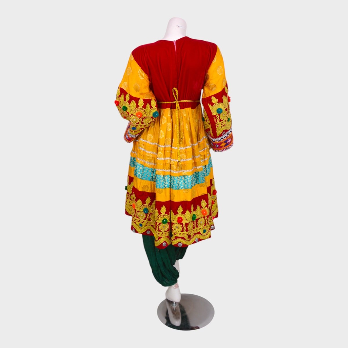 Meena Radiance – Yellow & Green Afghani Dress Set 5