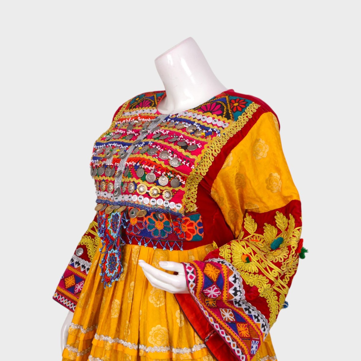 Meena Radiance – Yellow & Green Afghani Dress Set 3