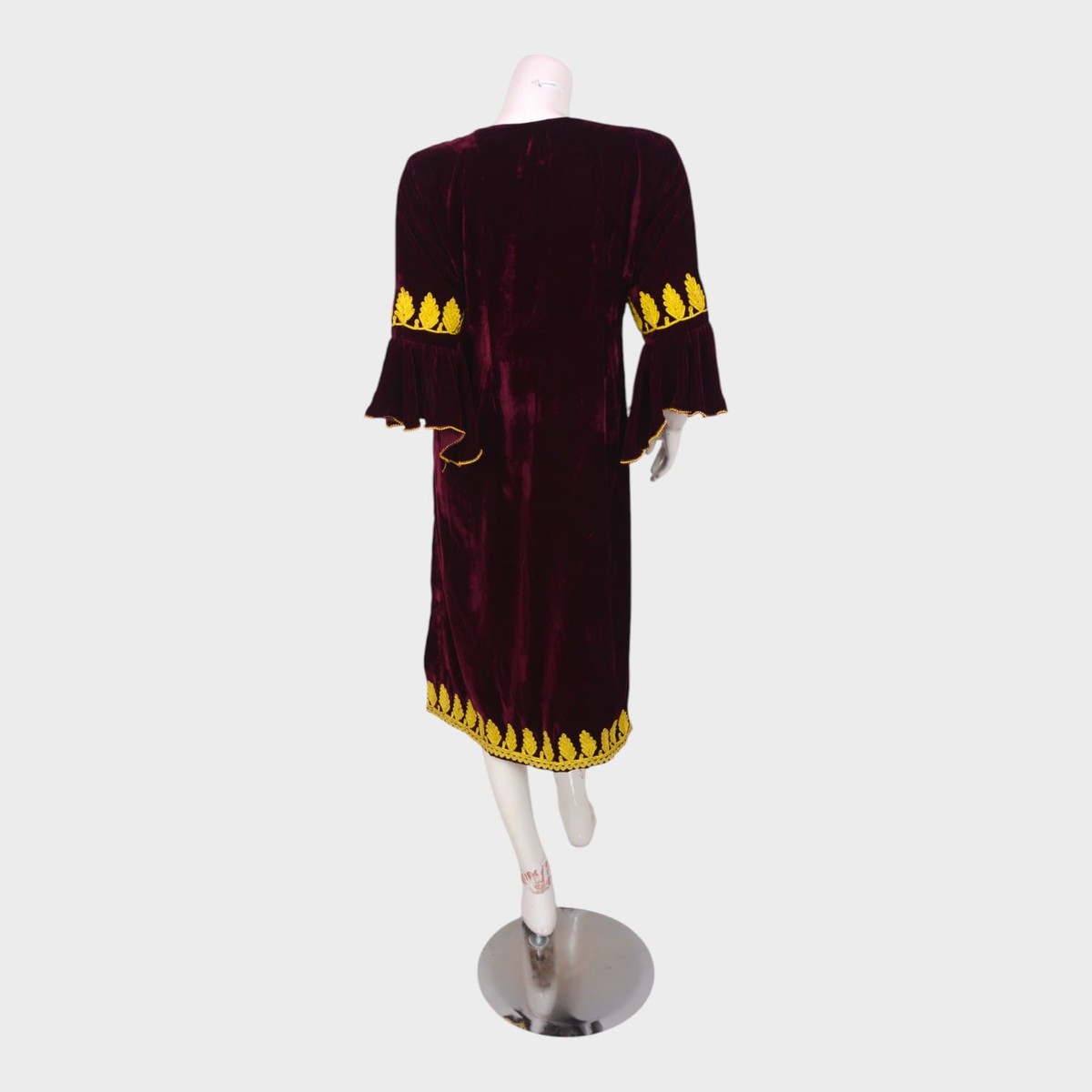Zamrud Velvet – Deep Maroon Embroidered Dress 3