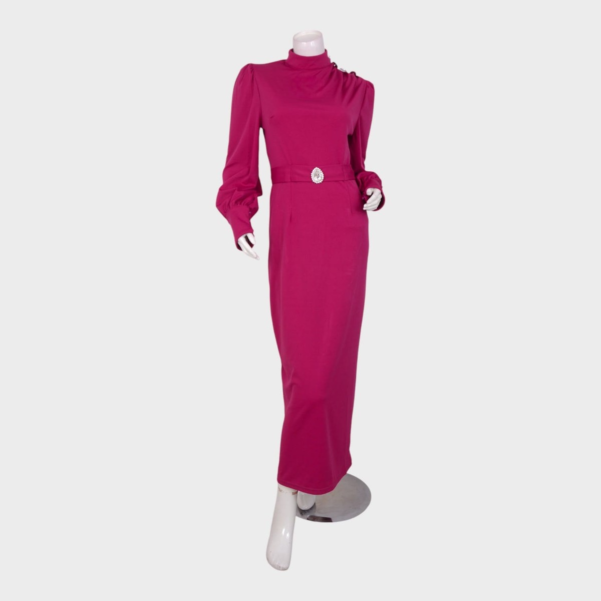 Berry Empress – High-Neck Belted Gown 3