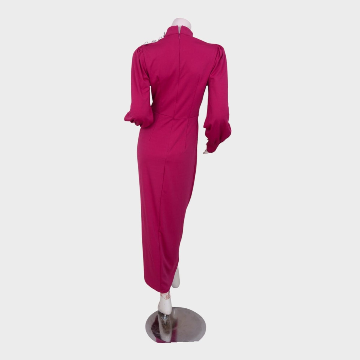 Berry Empress – High-Neck Belted Gown 4