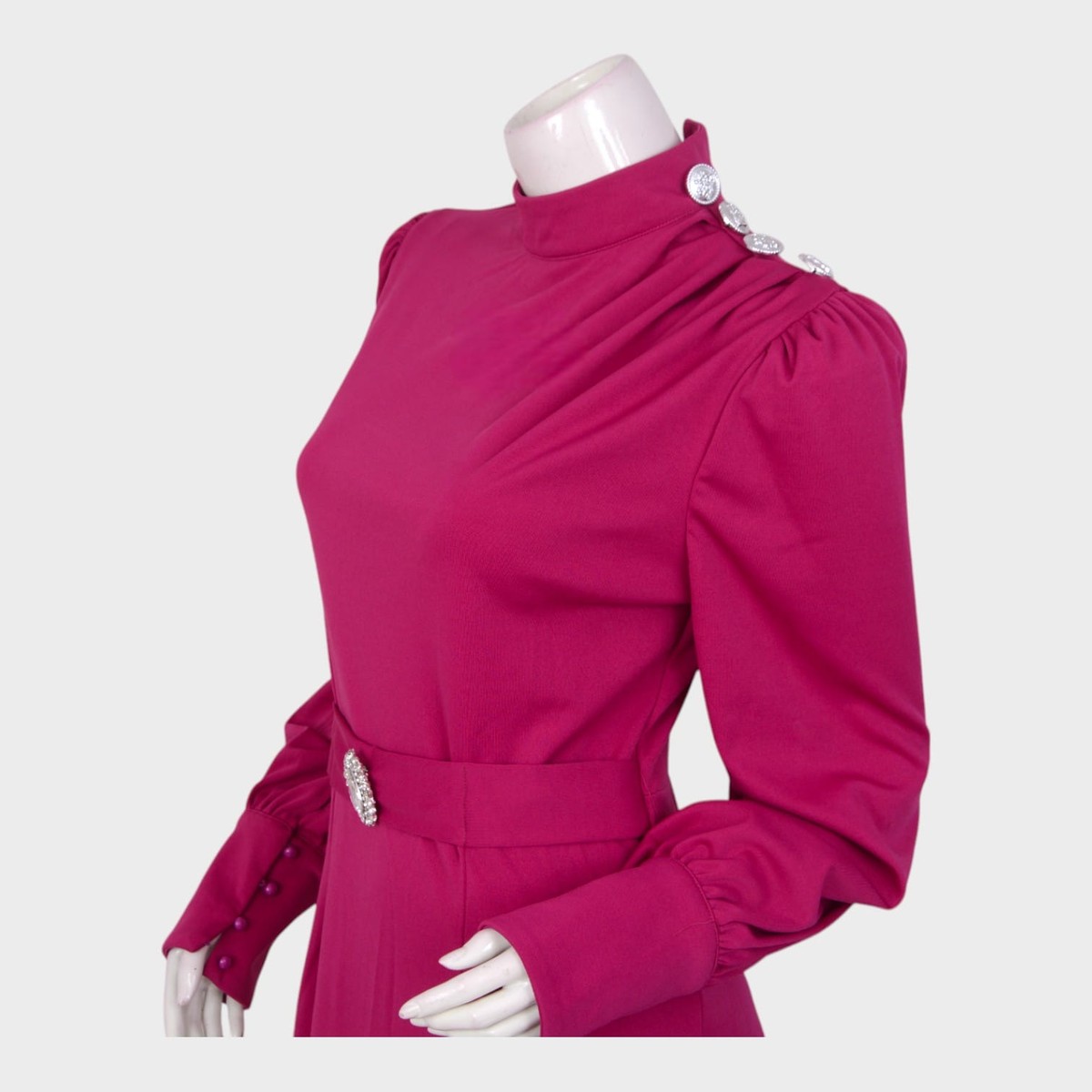 Berry Empress – High-Neck Belted Gown 1