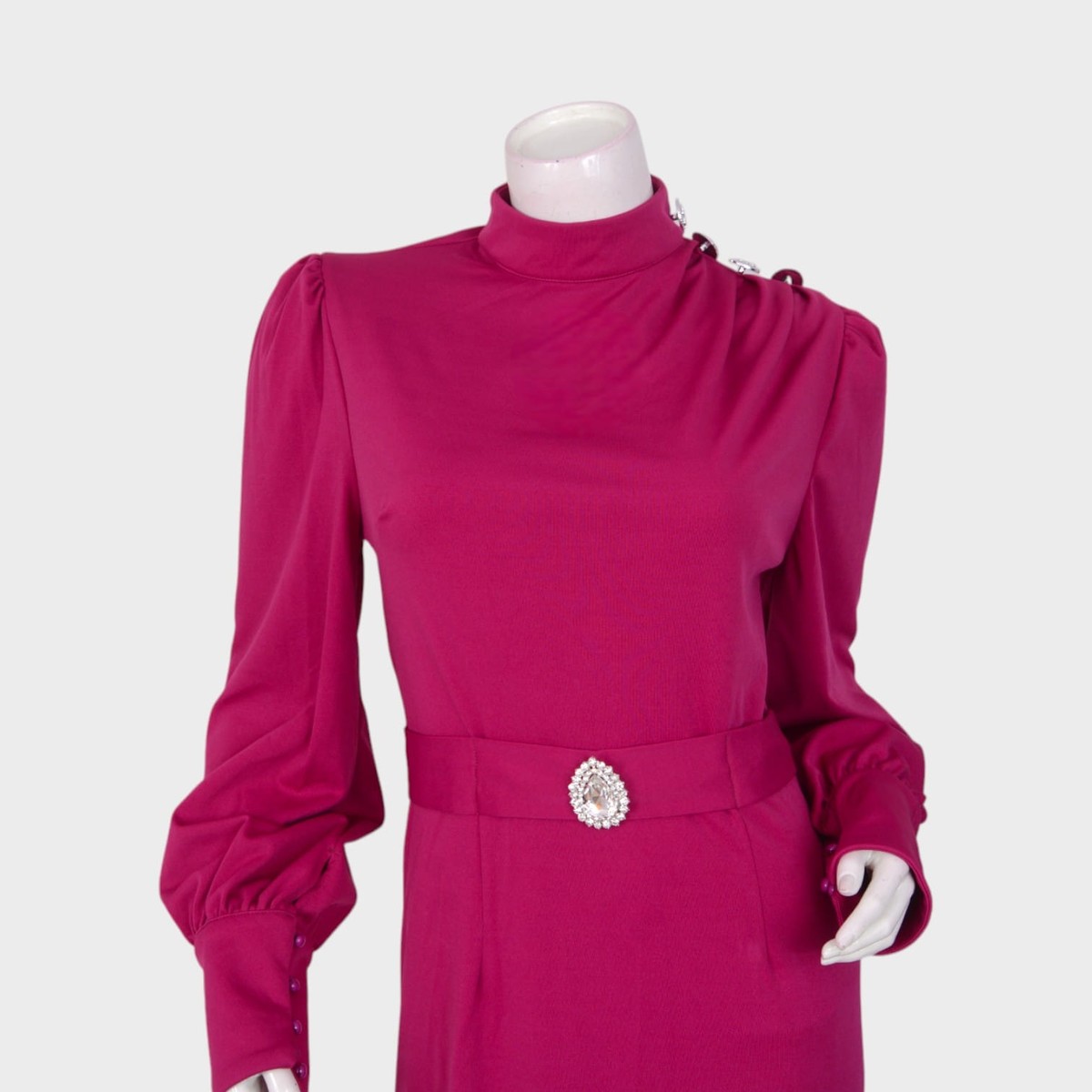 Berry Empress – High-Neck Belted Gown 2