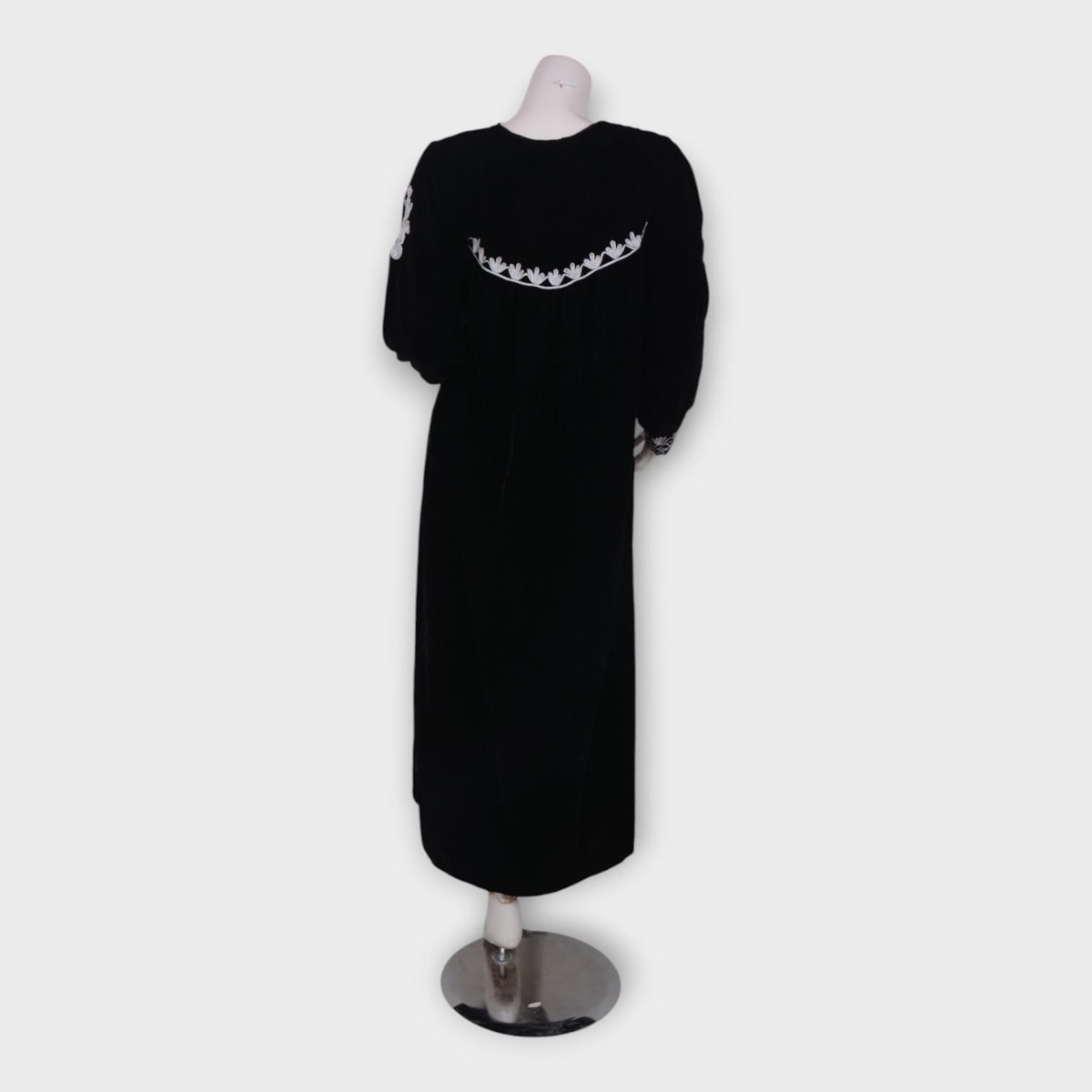 Noir Blossom – Black Velvet Embroidered Dress 4