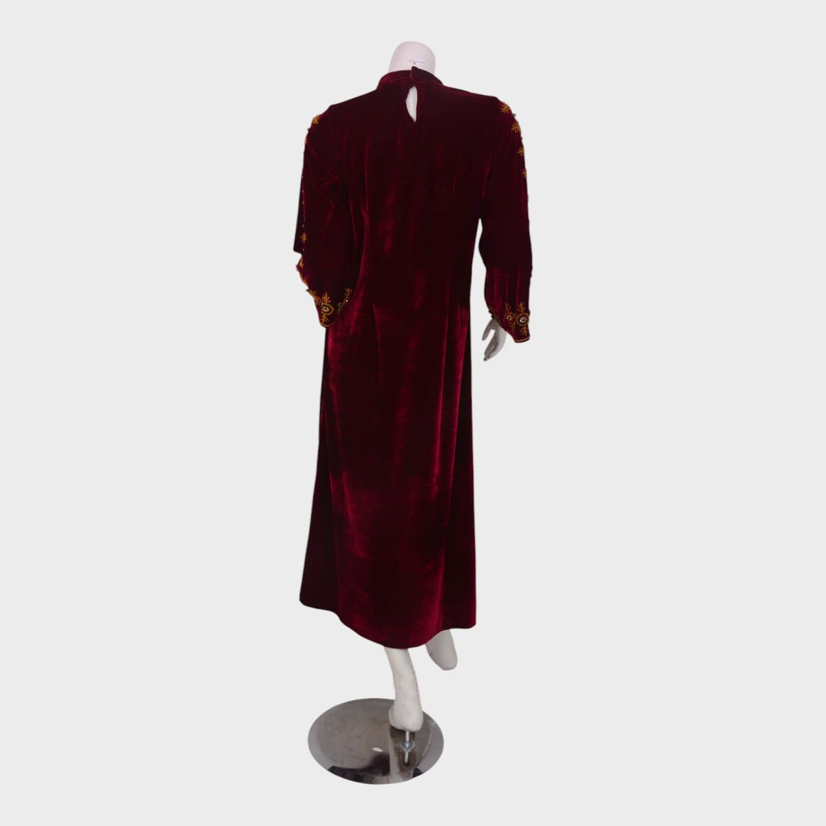 Maroon Solace – Velvet Embroidered Long Dress 1