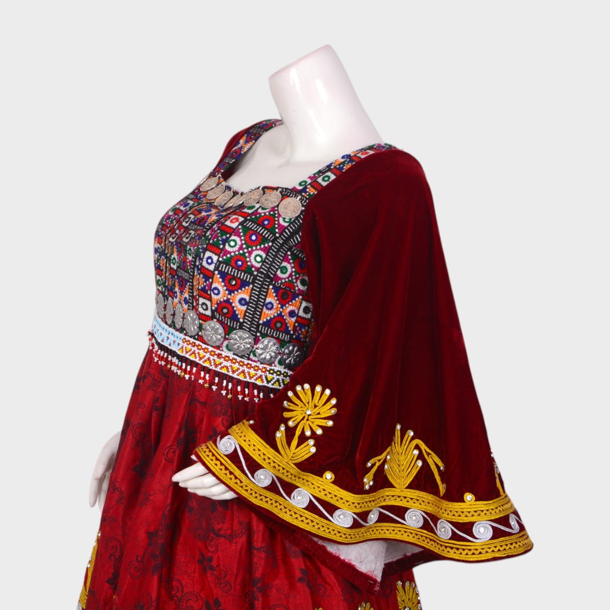 Roya Flame – Short Traditional Afghani Dress 1