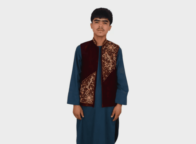 Sultan Charm – Embroidered Maroon Velvet Vest for Men 4