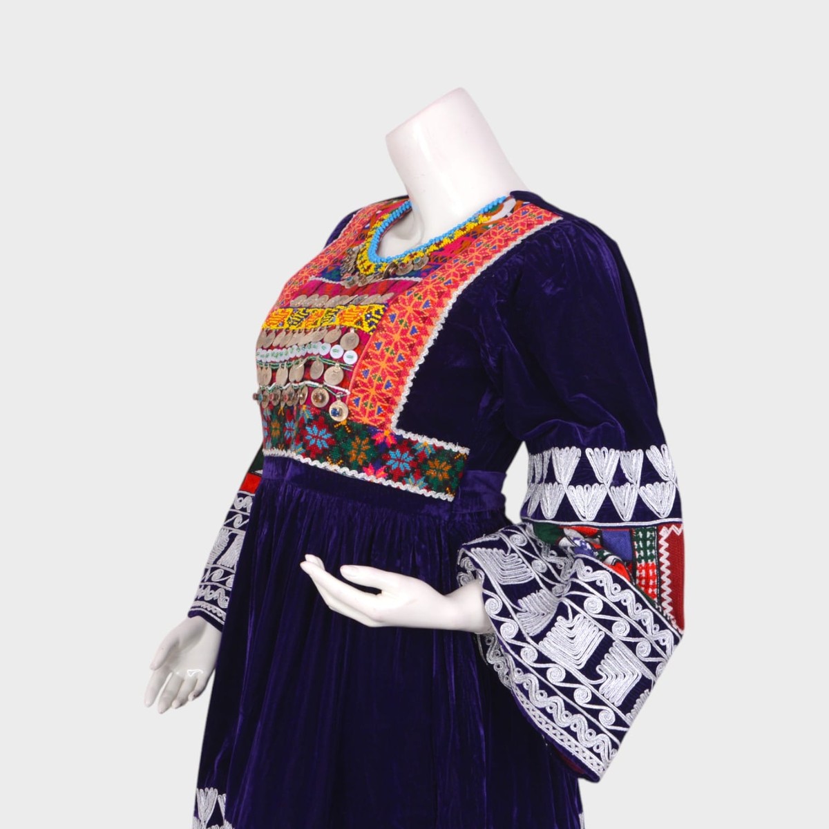 Laili Charm – Navy Velvet Afghani Dress 2