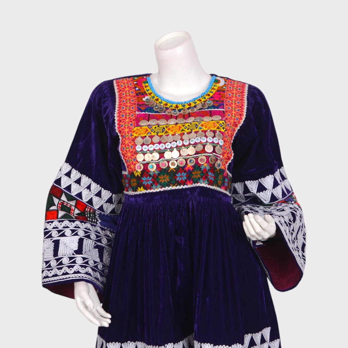 Laili Charm – Navy Velvet Afghani Dress 4