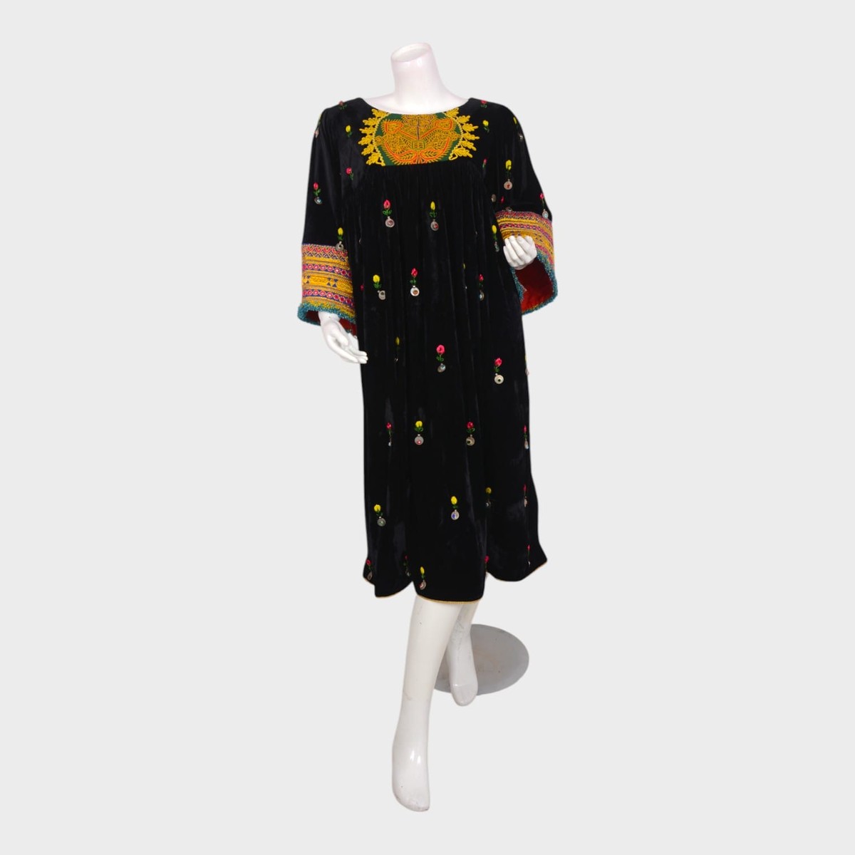 Rangina Bloom – Black Velvet Embroidered Dress 2