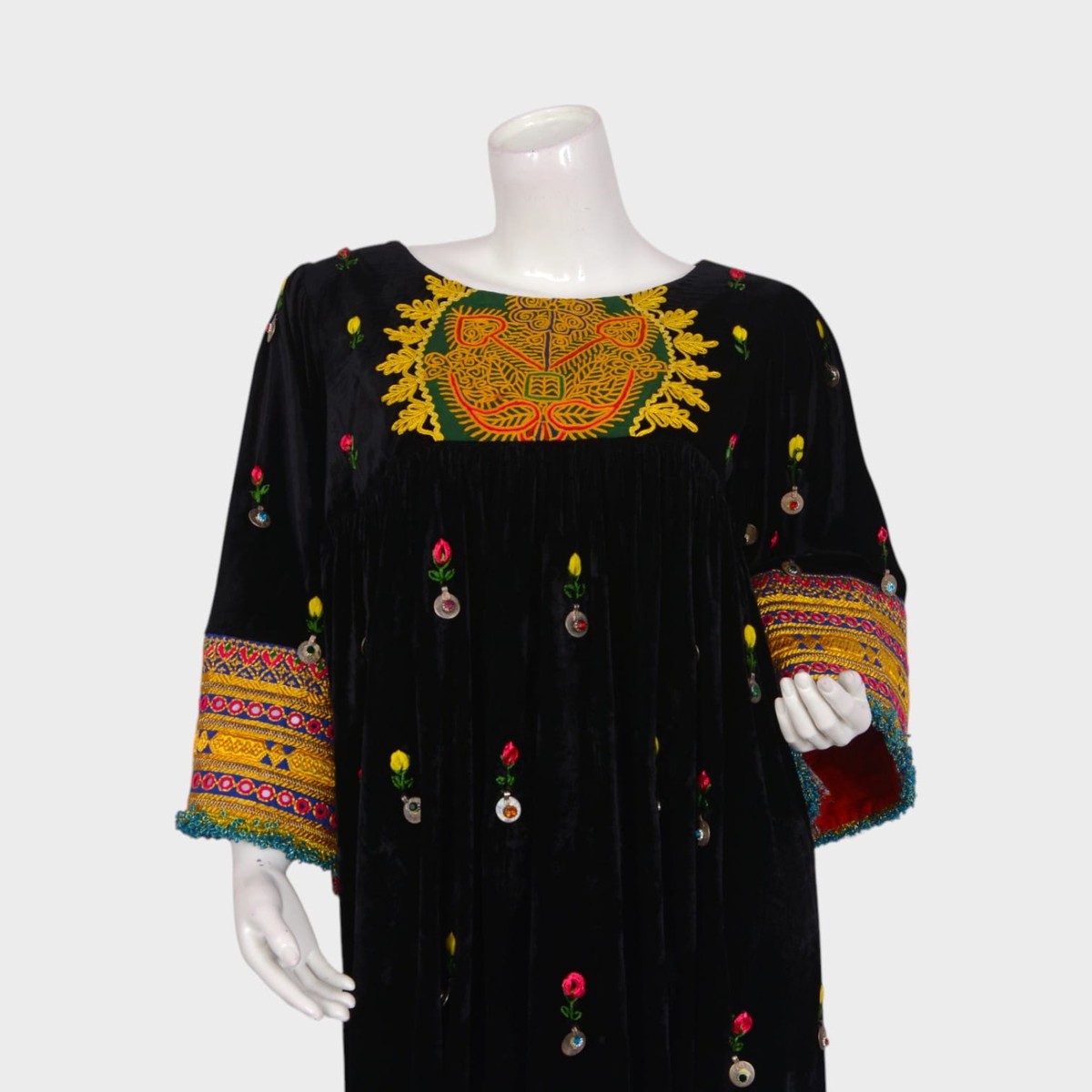 Rangina Bloom – Black Velvet Embroidered Dress 3