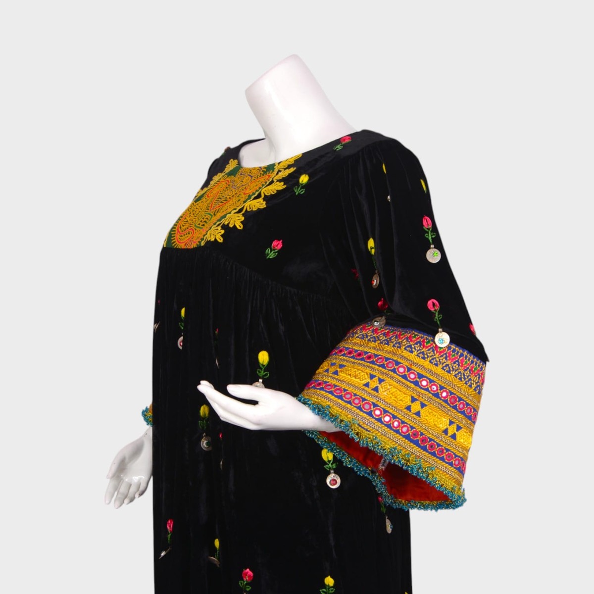 Rangina Bloom – Black Velvet Embroidered Dress 1