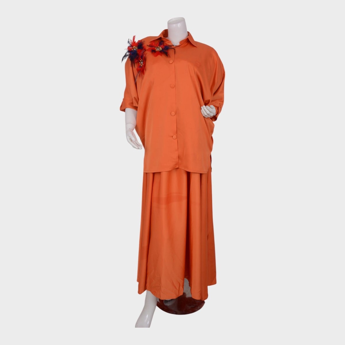 Clementine Flow – Feather Accent Maxi Set 4