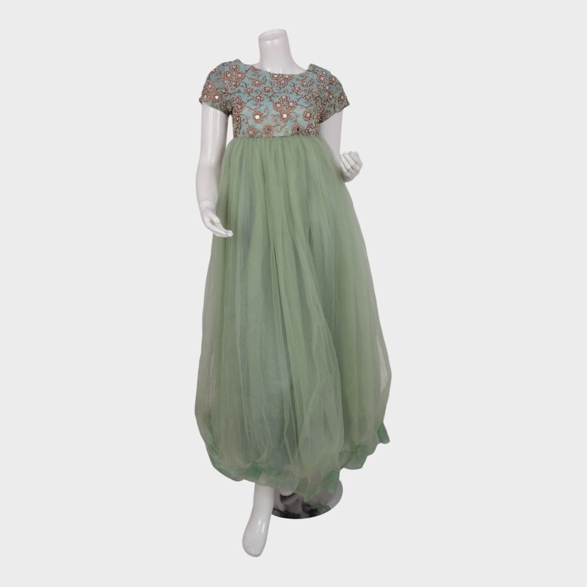 Mint Blossom – Embroidered Tulle Gown 2