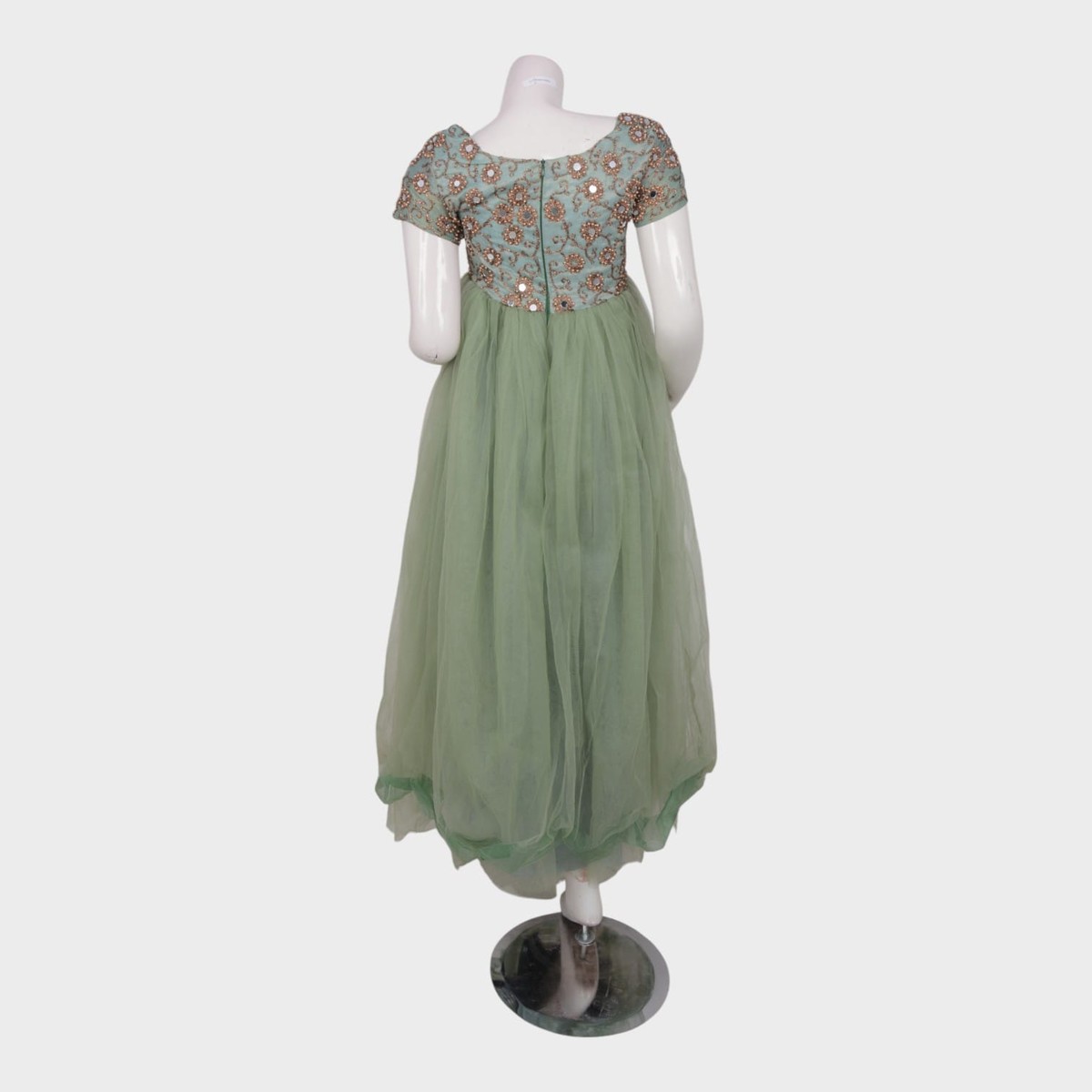 Mint Blossom – Embroidered Tulle Gown 1