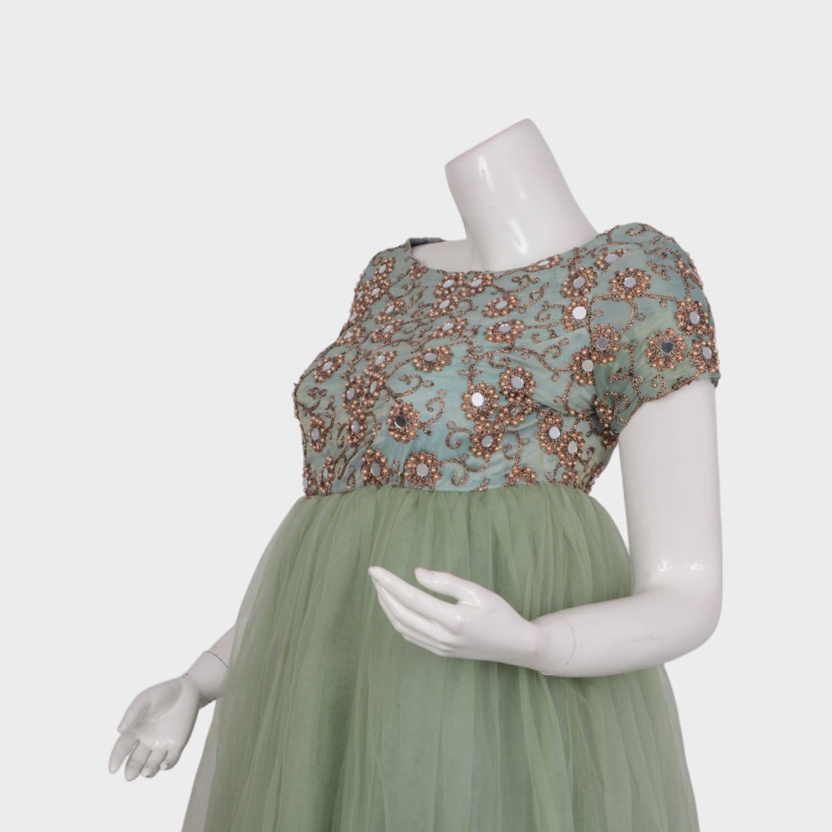 Mint Blossom – Embroidered Tulle Gown 4
