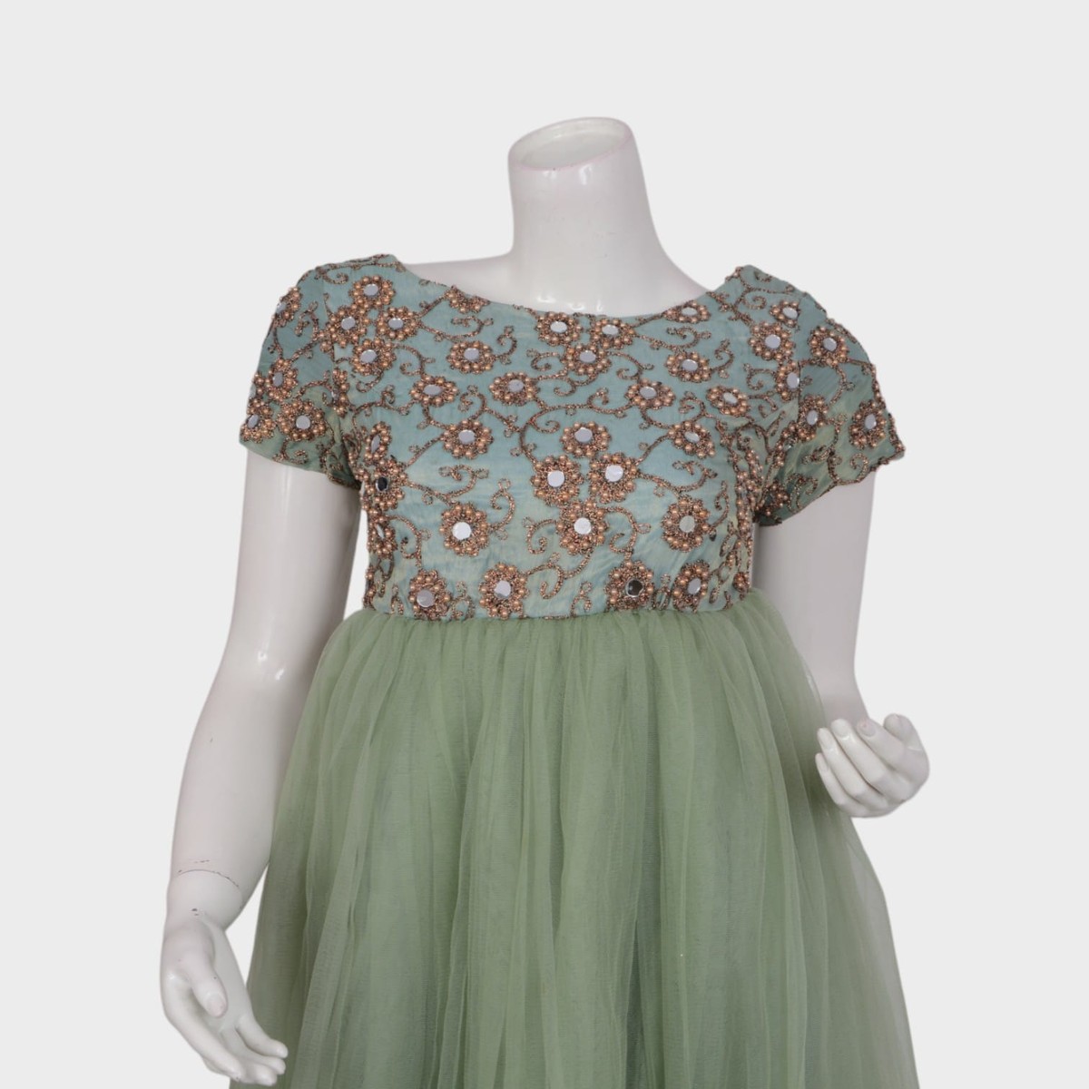 Mint Blossom – Embroidered Tulle Gown 3