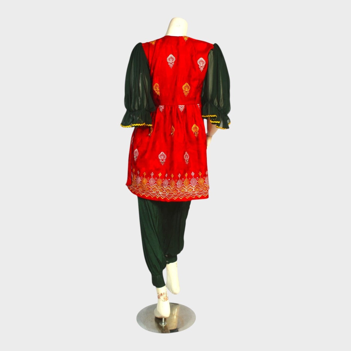 Royal Red Afghani Embroidered Dress 4