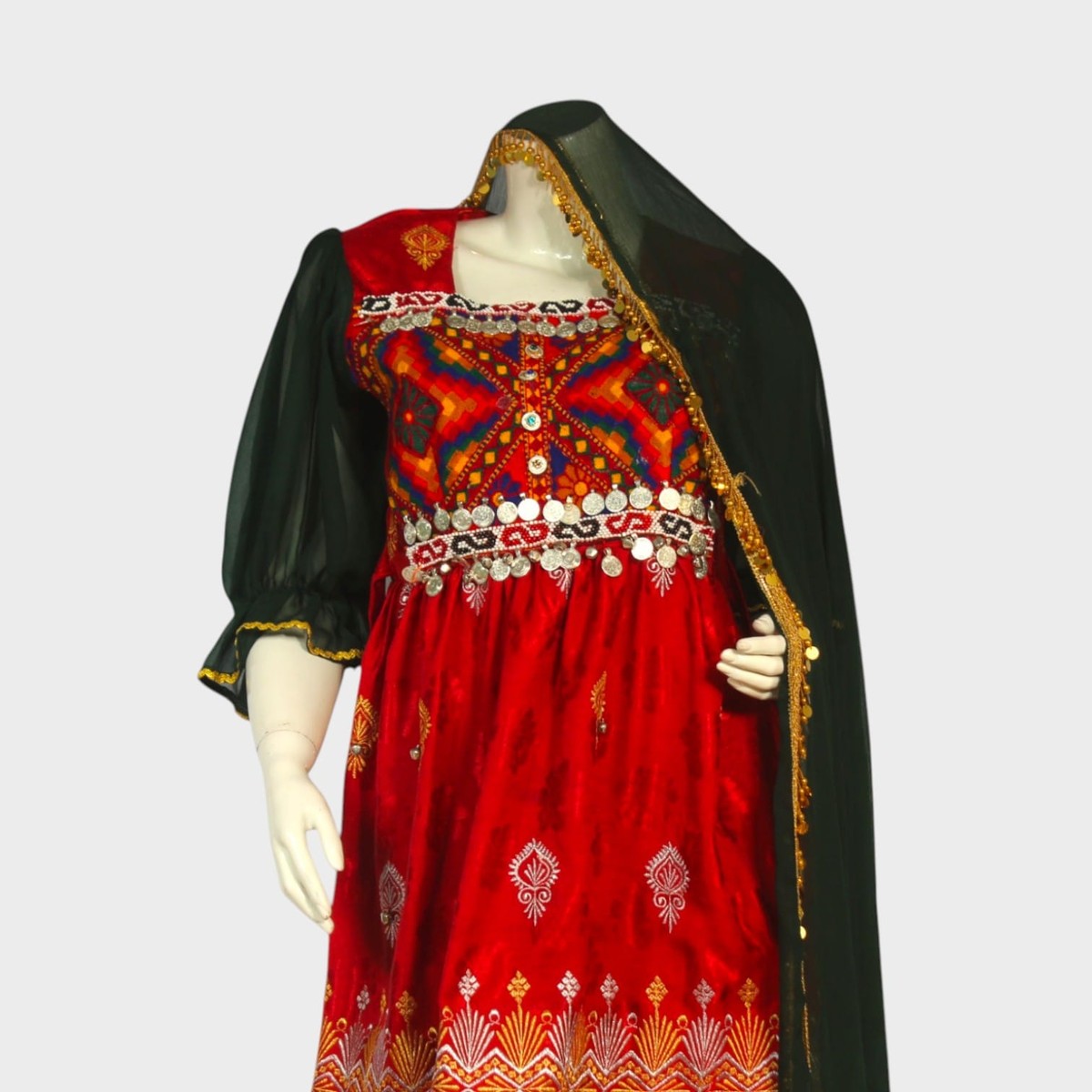 Royal Red Afghani Embroidered Dress 2
