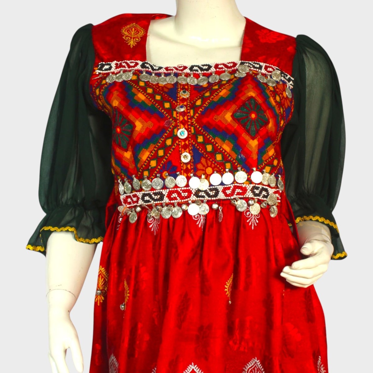 Royal Red Afghani Embroidered Dress 3