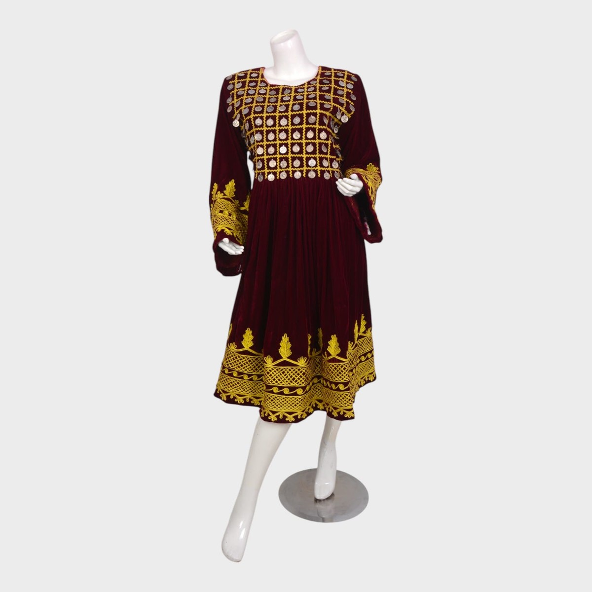 Maroon Royal Afghani Embroidered Dress 1