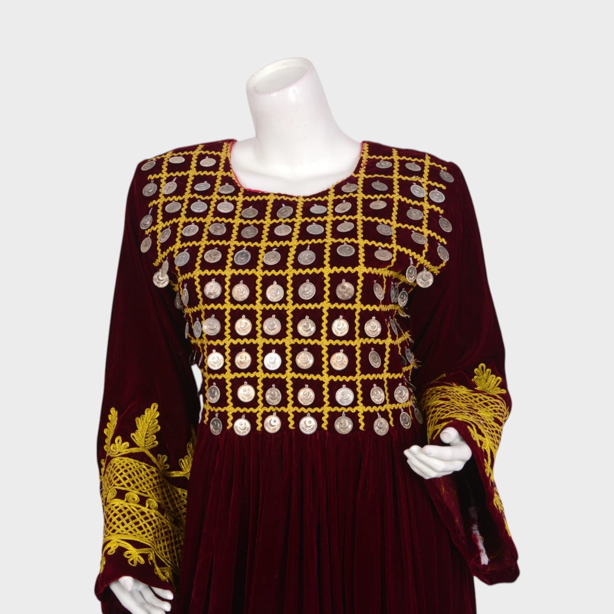 Maroon Royal Afghani Embroidered Dress 3