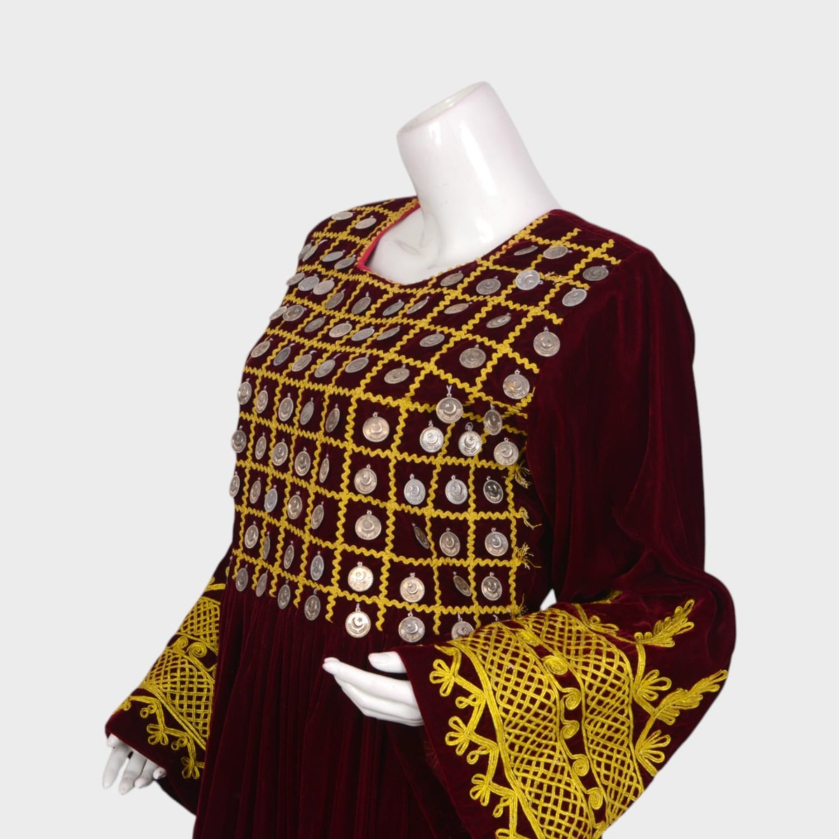 Maroon Royal Afghani Embroidered Dress 2