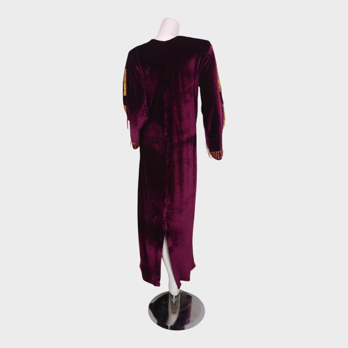 Royal Maroon Velvet Tassel Dress 4
