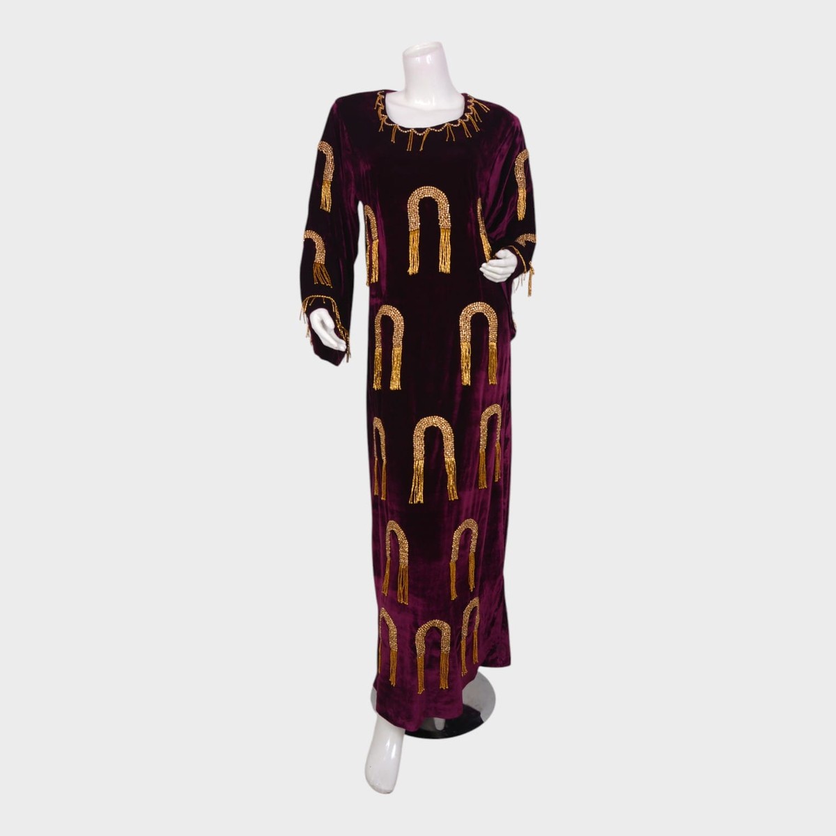 Royal Maroon Velvet Tassel Dress 2