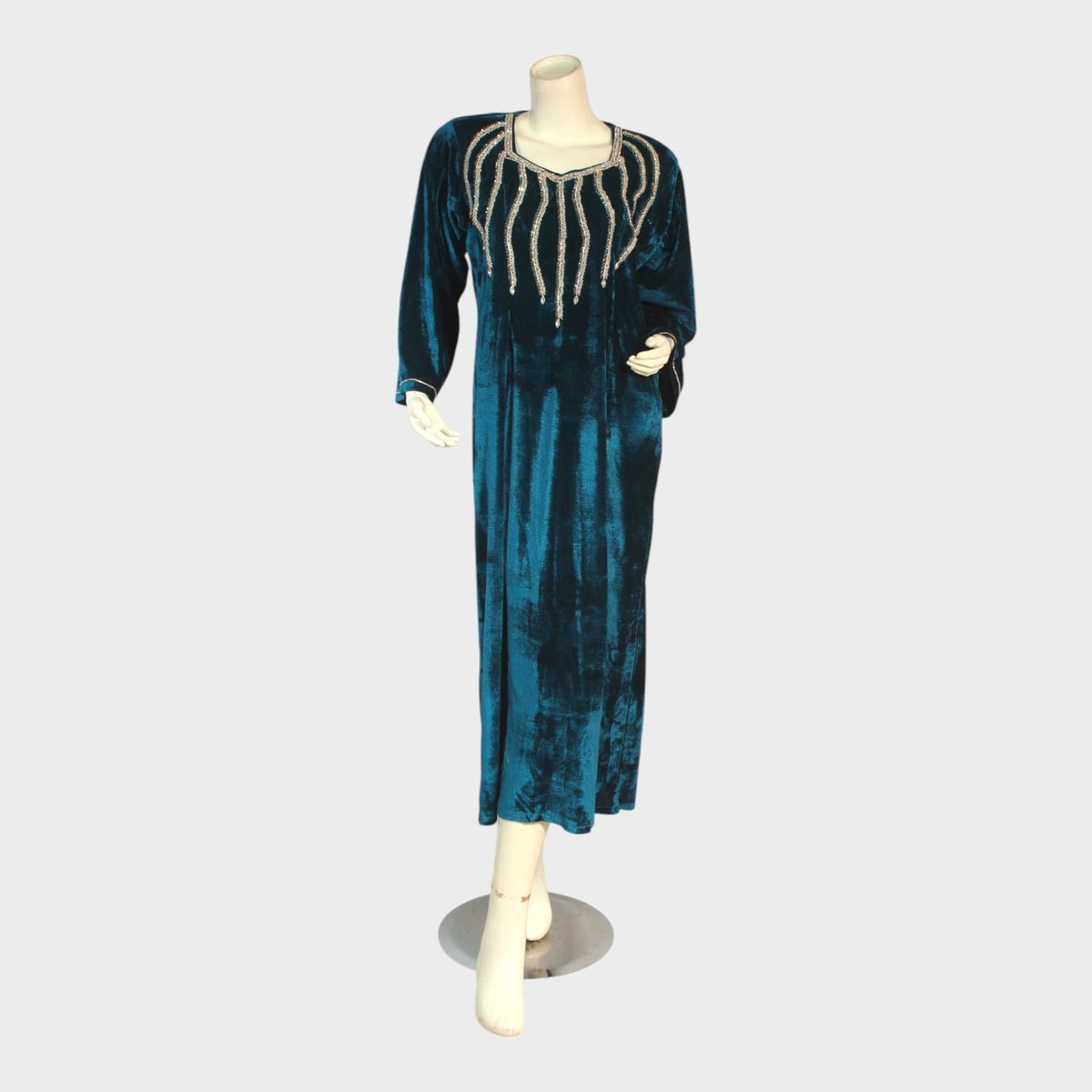 Teal Mirage Velvet Kaftan 1