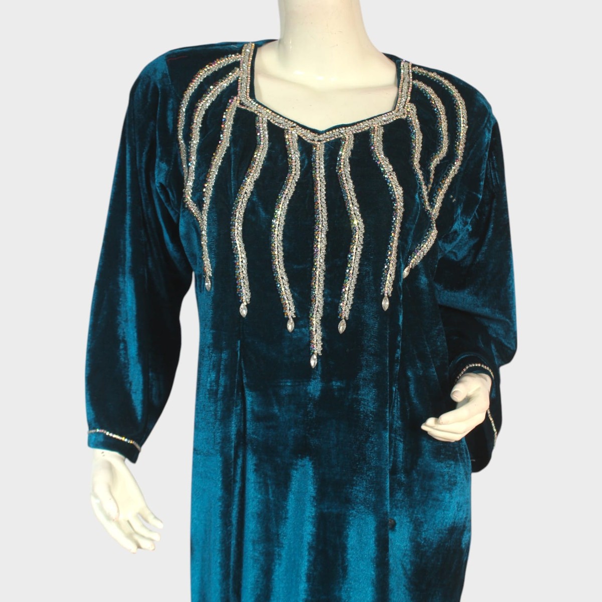 Teal Mirage Velvet Kaftan 2