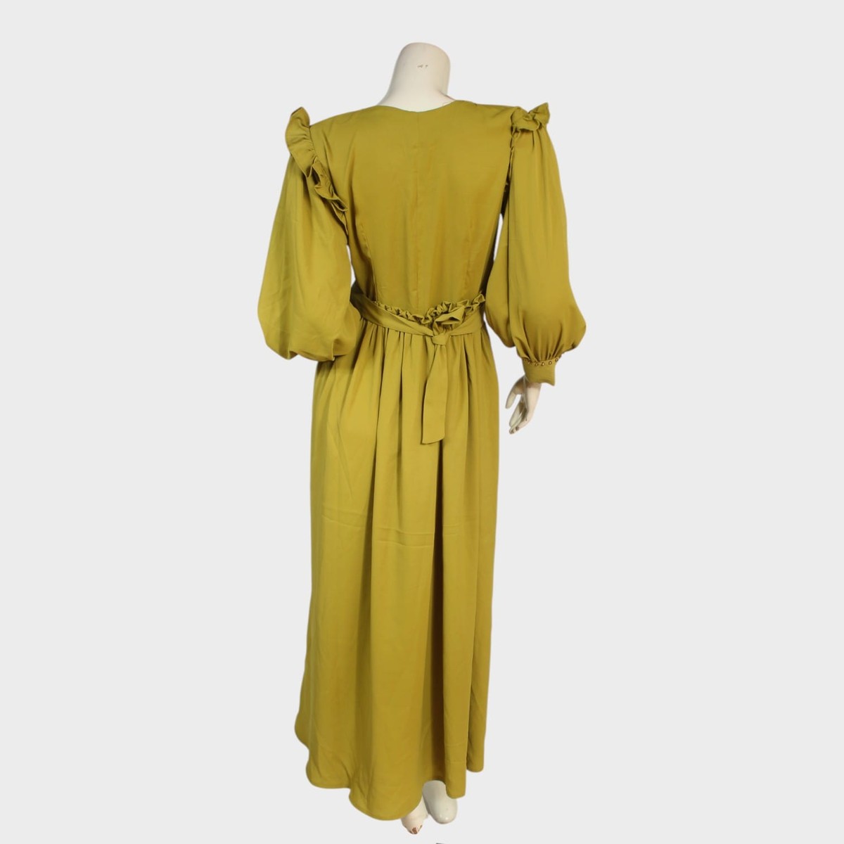 Olive Ruffle Modest Maxi Dress 3
