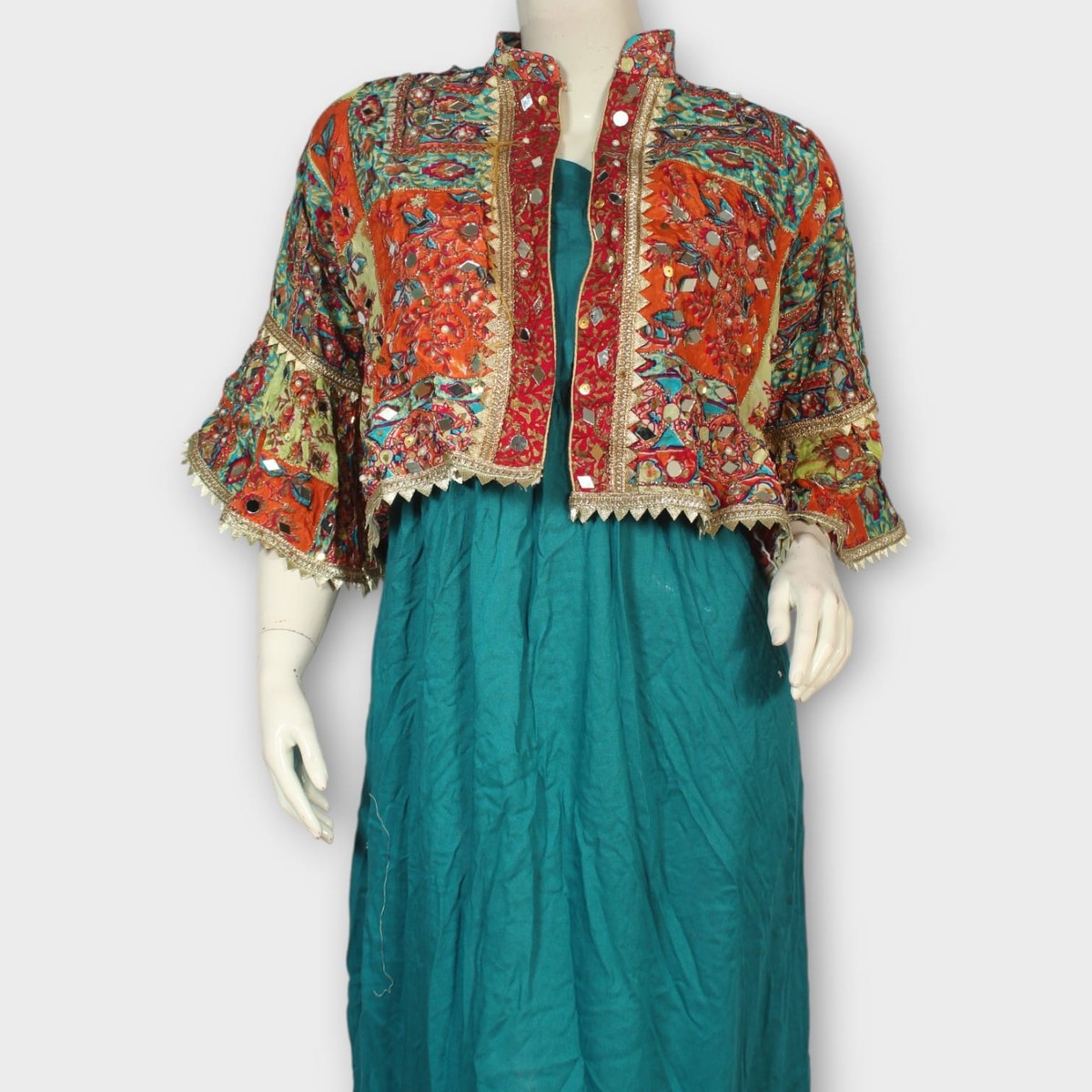 Turquoise Charm Dress with Embroidered Jacket 3