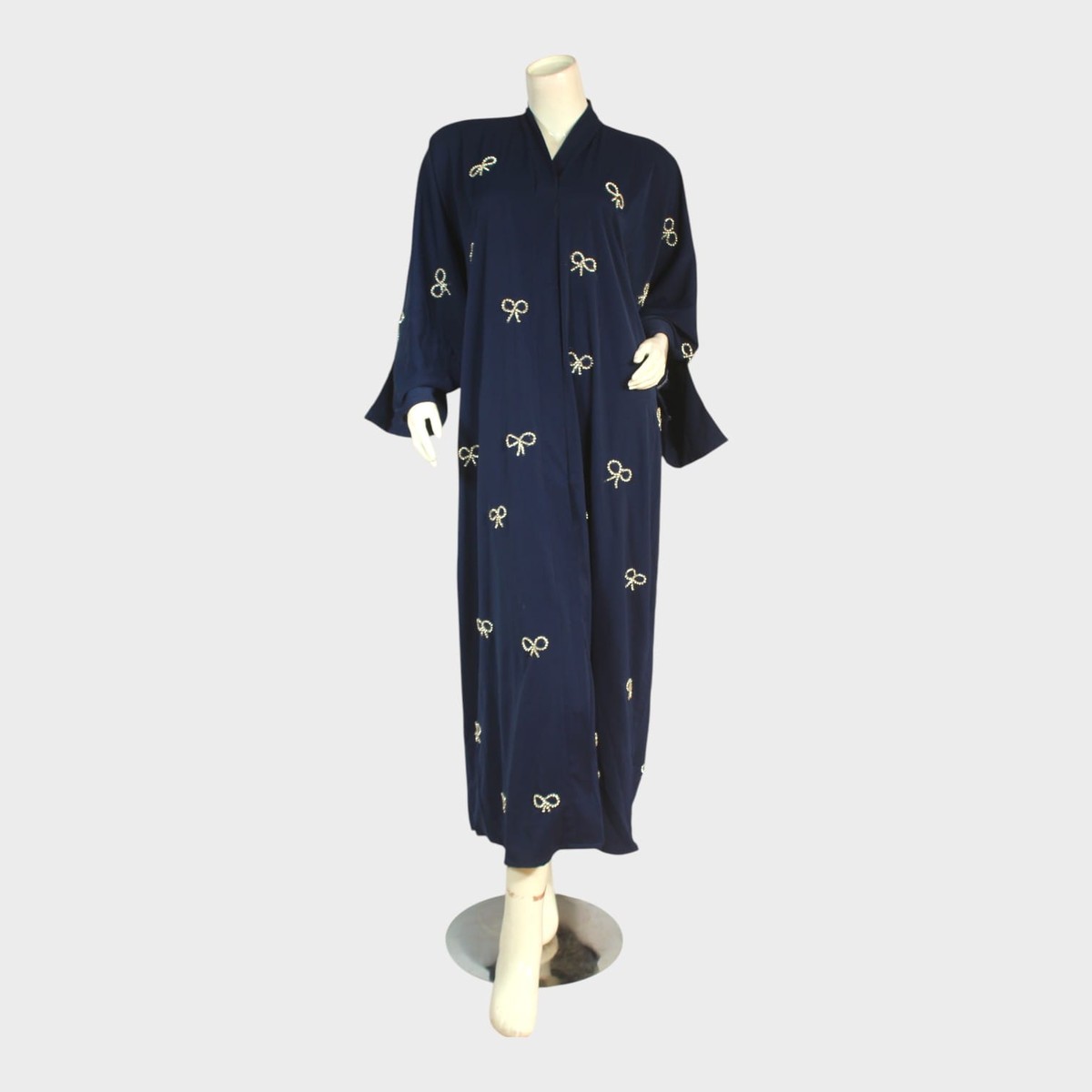 Navy Ribbon Embroidered Abaya 2