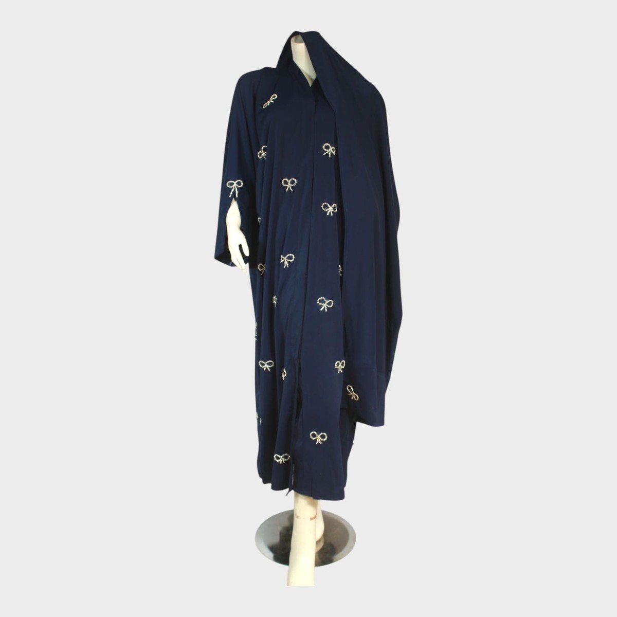 Navy Ribbon Embroidered Abaya 4