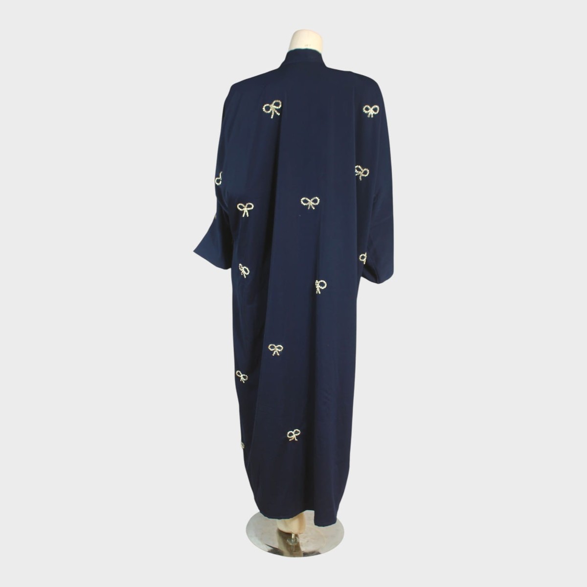 Navy Ribbon Embroidered Abaya 1