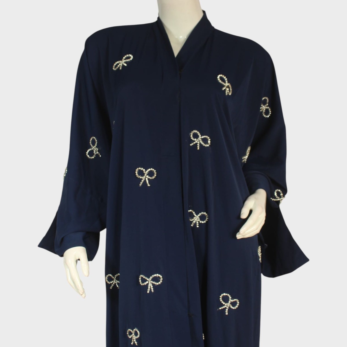 Navy Ribbon Embroidered Abaya 3
