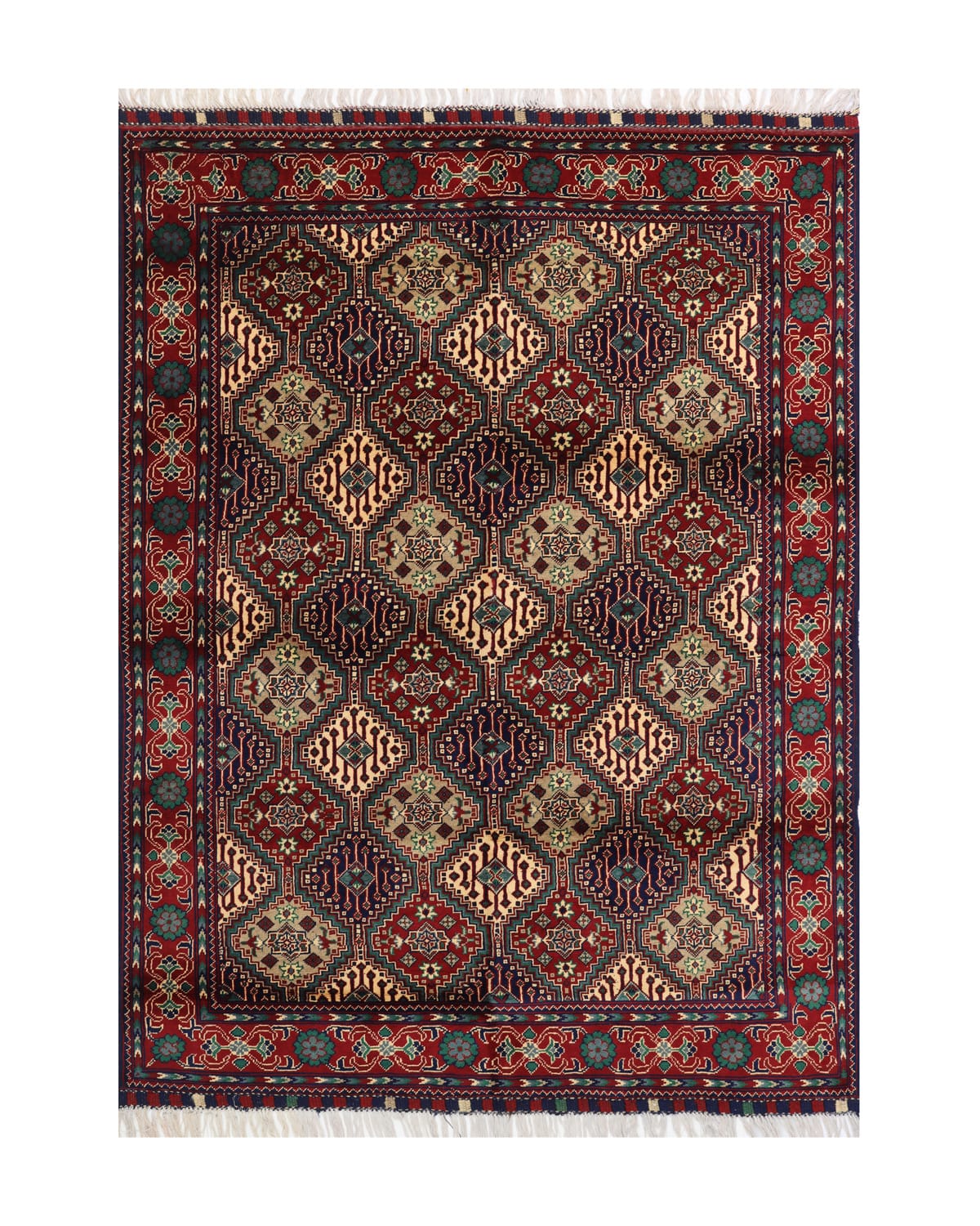 Herat Diamond Grid Wool Rug – 6.6 ft x 4.9 ft 4