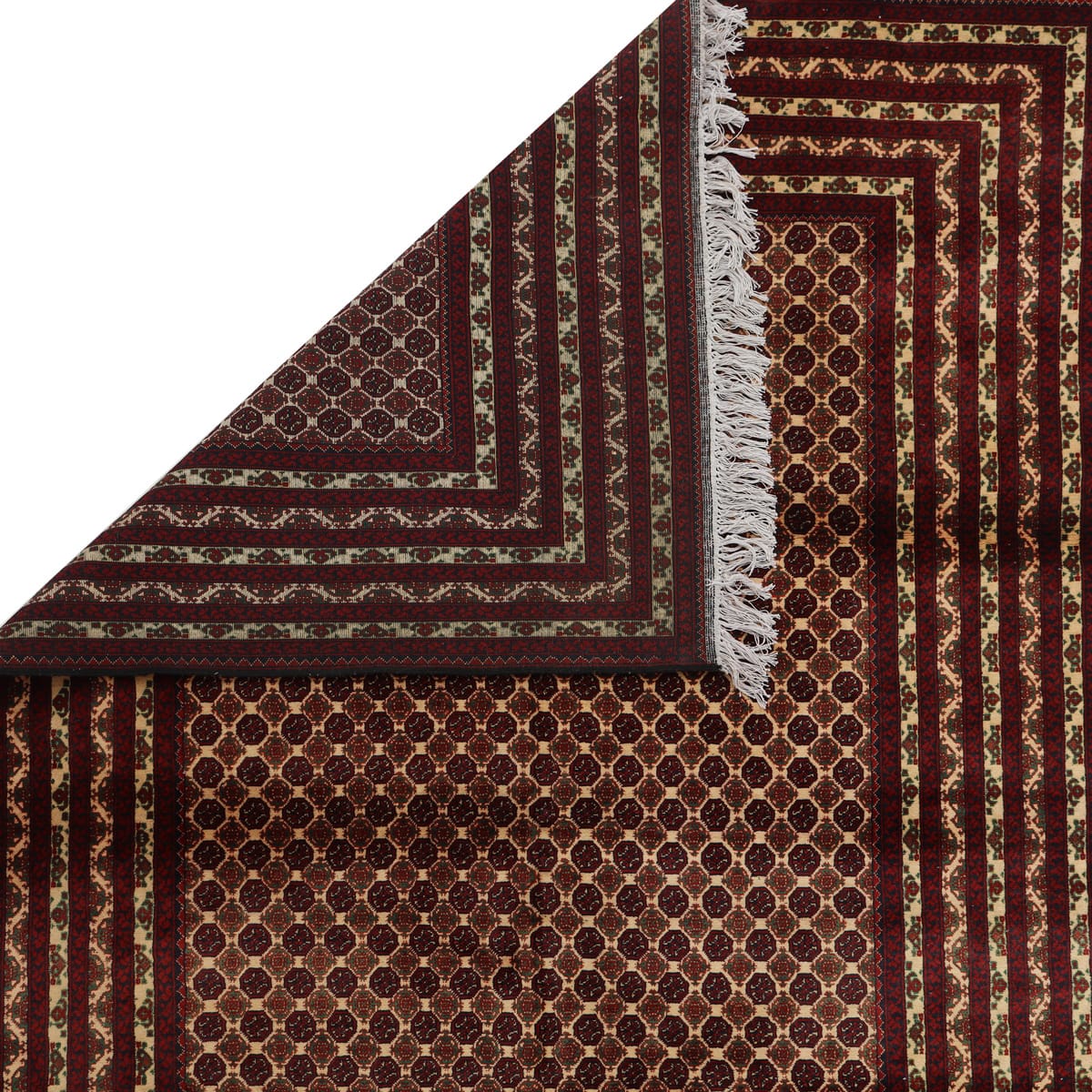 Geometric Bokhara Brown Wool Rug – 9.8 ft x 6.6 ft 1